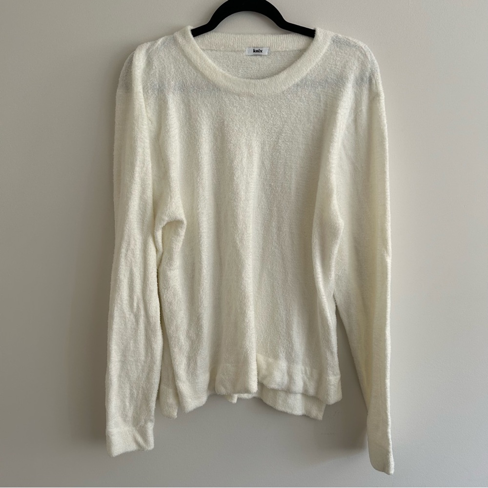 Knix Cozzzy lounge set size L crew neck cuffed pant winter white... - Picture 6 of 15